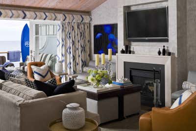 Eclectic Beach House Living Room. MONTAUK BEACH HOUSE by Philip Gorrivan Design.