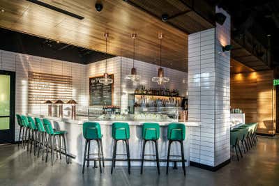 Contemporary Restaurant Bar and Game Room. Glass House by Hacin + Associates.