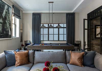 Transitional Bar and Game Room. west village maisonette - the greenwich lane by Becky Shea Design.