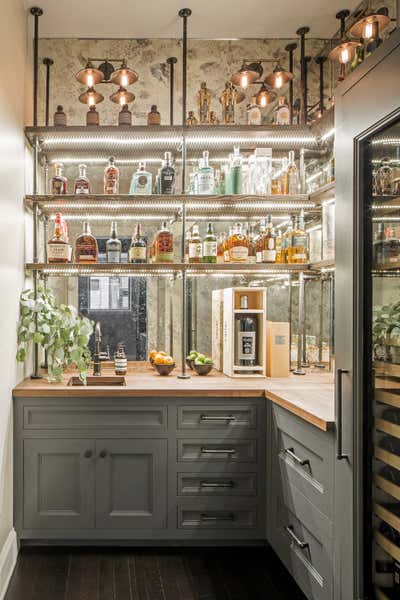 Transitional Bar and Game Room. west village maisonette - the greenwich lane by Becky Shea Design.