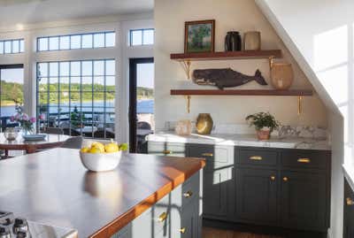  Coastal Vacation Home Kitchen. Cape Cod Boathouse by Jennifer Miller Studio.