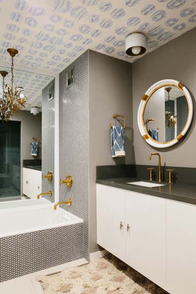  Hollywood Regency Bathroom. cosmopolitan condo by Black Lacquer Design.