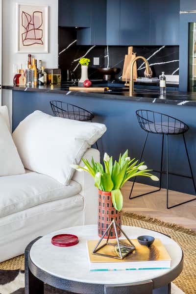  Industrial Maximalist Bachelor Pad Kitchen. century city high-rise by Black Lacquer Design.