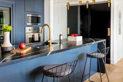 Maximalist Bachelor Pad Kitchen. century city high-rise by Black Lacquer Design.