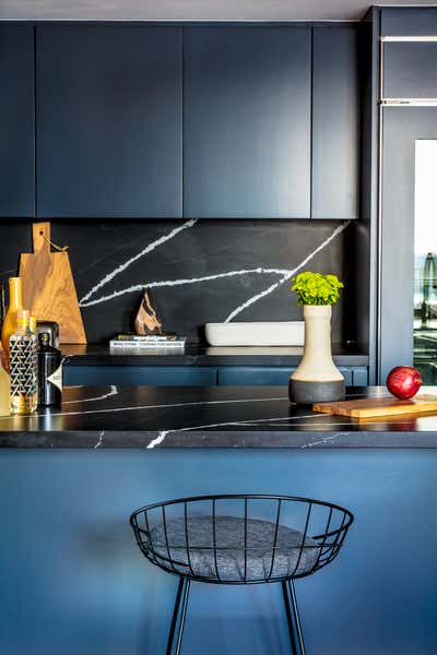  Maximalist Bachelor Pad Kitchen. century city high-rise by Black Lacquer Design.