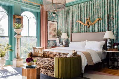 Eclectic Entertainment/Cultural Bedroom. Junior League of Boston Designer Show House by Robin Gannon Interiors.