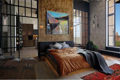 Southwestern Vacation Home Bedroom. Arizona Loft by Matt Dougan Design.