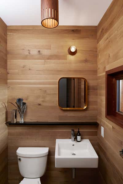  Scandinavian Mid-Century Modern Vacation Home Bathroom. HUDSON WOODS by Magdalena Keck Interior Design.
