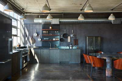  Industrial Bachelor Pad Kitchen. arts district loft by Andrea Michaelson Design.