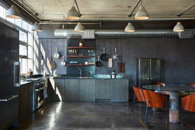 Modern Bachelor Pad Kitchen. arts district loft by Andrea Michaelson Design.