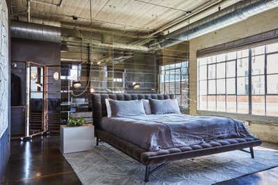 Modern Bachelor Pad Bedroom. arts district loft by Andrea Michaelson Design.