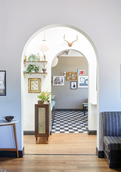 Eclectic Restaurant Entry and Hall. Felix Trattoria by Wendy Haworth Design / Studio.