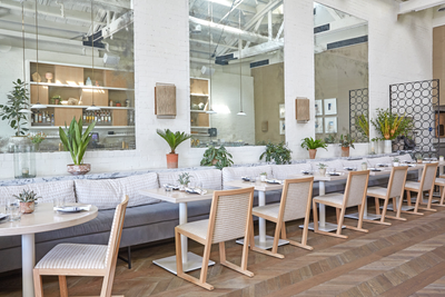  Modern Eclectic Restaurant Dining Room. Gratitude Beverly Hills by Wendy Haworth Design Studio.
