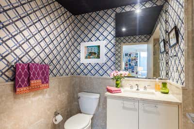  Eclectic Apartment Bathroom. Pairing Creativity and Inspirations with Color and Bold Patterns by Fernando Rodriguez Studio.