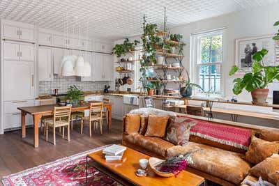  Bohemian Eclectic Family Home Dining Room. Noho Loft for Actor, David Harbour by Gramercy Design.