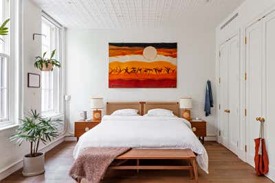  Eclectic Family Home Bedroom. Noho Loft for Actor, David Harbour by Gramercy Design.
