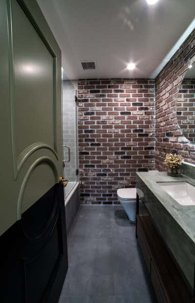  Eclectic Apartment Bathroom. Project 1203 by Elisa Baran LLC.
