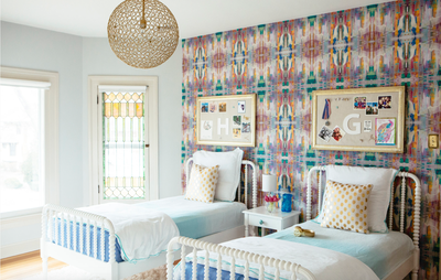 Eclectic Mixed Use Children's Room. Kids Spaces by Kate Taylor Interiors.