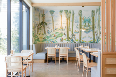  Organic Mid-Century Modern Restaurant Dining Room. Winsome by Wendy Haworth Design Studio.