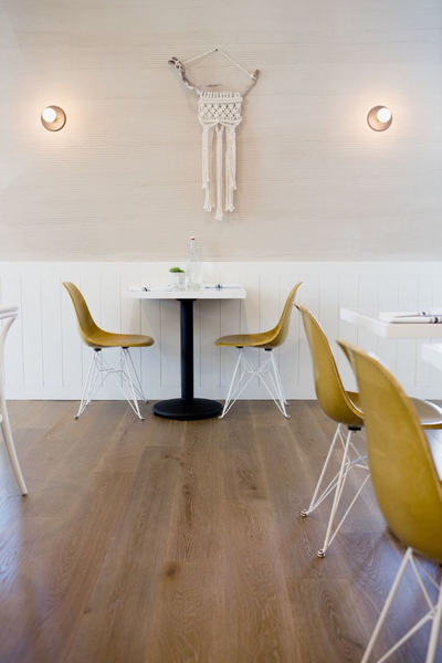  Organic Mid-Century Modern Restaurant Dining Room. Cafe Gratitude Dowtown Los Angeles by Wendy Haworth Design Studio.
