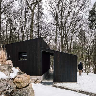  Cottage Exterior. Small Wooden Pavilion by MQ Architecture.