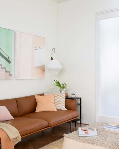  Mid-Century Modern Bohemian Apartment Living Room. Pacific Heights Pops by Regan Baker Design.
