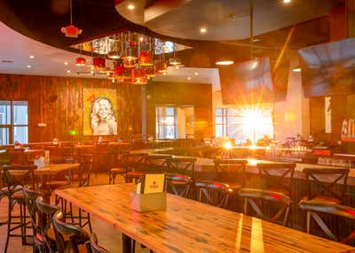  Rustic Restaurant Dining Room. Six String Grill & Stage by Assembly Design Studio.