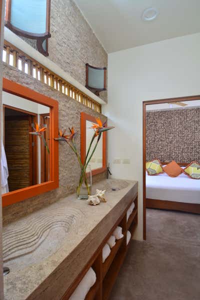 Beach Style Beach House Bathroom. Tulum, Mexico by Bridget Beari Designs.