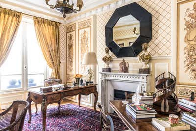  French Traditional Vacation Home Office and Study. Parisian Pied a Terre  by Timothy Corrigan, Inc..