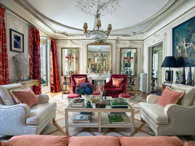  French Traditional Vacation Home Living Room. Parisian Pied a Terre  by Timothy Corrigan, Inc..