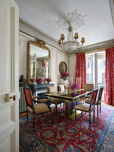  French Traditional Vacation Home Dining Room. Parisian Pied a Terre  by Timothy Corrigan, Inc..