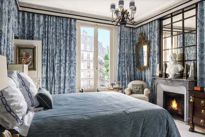  French Traditional Vacation Home Bedroom. Parisian Pied a Terre  by Timothy Corrigan, Inc..