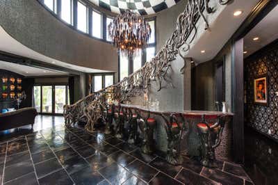 Eclectic Bachelor Pad Entry and Hall. Dr. Phil's SON's Entertainment Retreat by Sarceda Projekts.