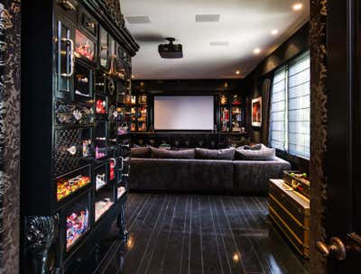 Eclectic Bachelor Pad Living Room. Dr. Phil's SON's Entertainment Retreat by Sarceda Projekts.