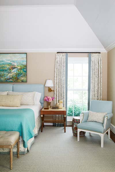  Traditional Beach House Bedroom. Sea Island by Kevin Isbell Interiors.