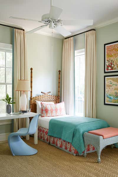 Eclectic Beach House Bedroom. Sea Island by Kevin Isbell Interiors.