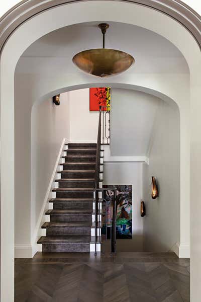  Transitional Family Home Entry and Hall. Holmby Hills Residence by KES Studio.