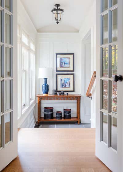  Transitional Family Home Entry and Hall. North Shore Lakefront Restoration by Tom Stringer Design Partners.