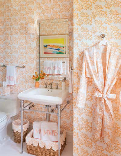  Eclectic Beach House Bathroom. Kips Bay Palm Beach 2019 by Meg Braff Designs.