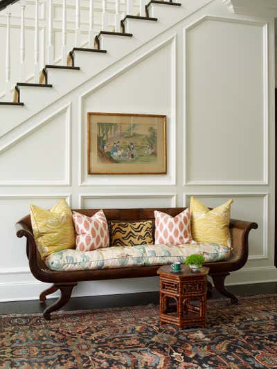 Eclectic Country House Entry and Hall. Southampton Residence by Meg Braff Designs.