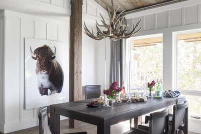  Rustic Vacation Home Dining Room. Jackson, Wyoming by Michael Garvey Interiors.