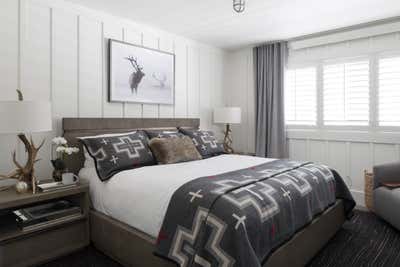  Contemporary Cottage Vacation Home Bedroom. Jackson, Wyoming by Michael Garvey Interiors.