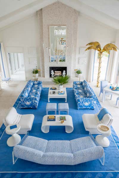  Mid-Century Modern Vacation Home Living Room. Sea Island Beach House by Meg Braff Designs.