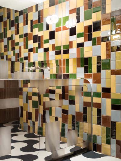  Contemporary Restaurant Bathroom. LOCKET'S, St James's by Fran Hickman Design & Interiors .