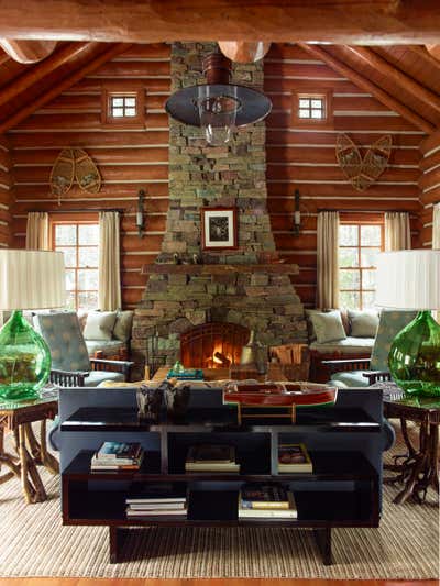  Cottage Vacation Home Living Room. Fishing Cabin by Juan Montoya Design.