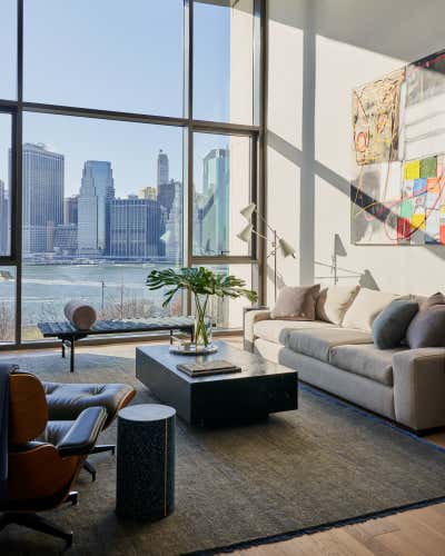 Modern Bachelor Pad Living Room. Waterfront Loft by Lewis Birks LLC.