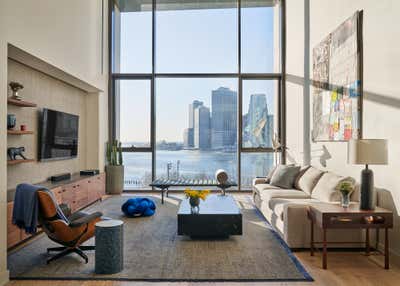  Contemporary Bachelor Pad Living Room. Waterfront Loft by Lewis Birks LLC.