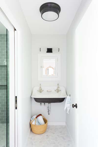  Coastal Preppy Mixed Use Bathroom. St Albans Pool House ADU by Hive LA Home.