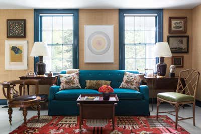  Maximalist Vacation Home Living Room. Historic Sag Harbor Home by Nick Olsen Inc..