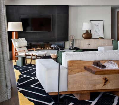 Rustic Apartment Living Room. Alpine Condo by KES Studio.